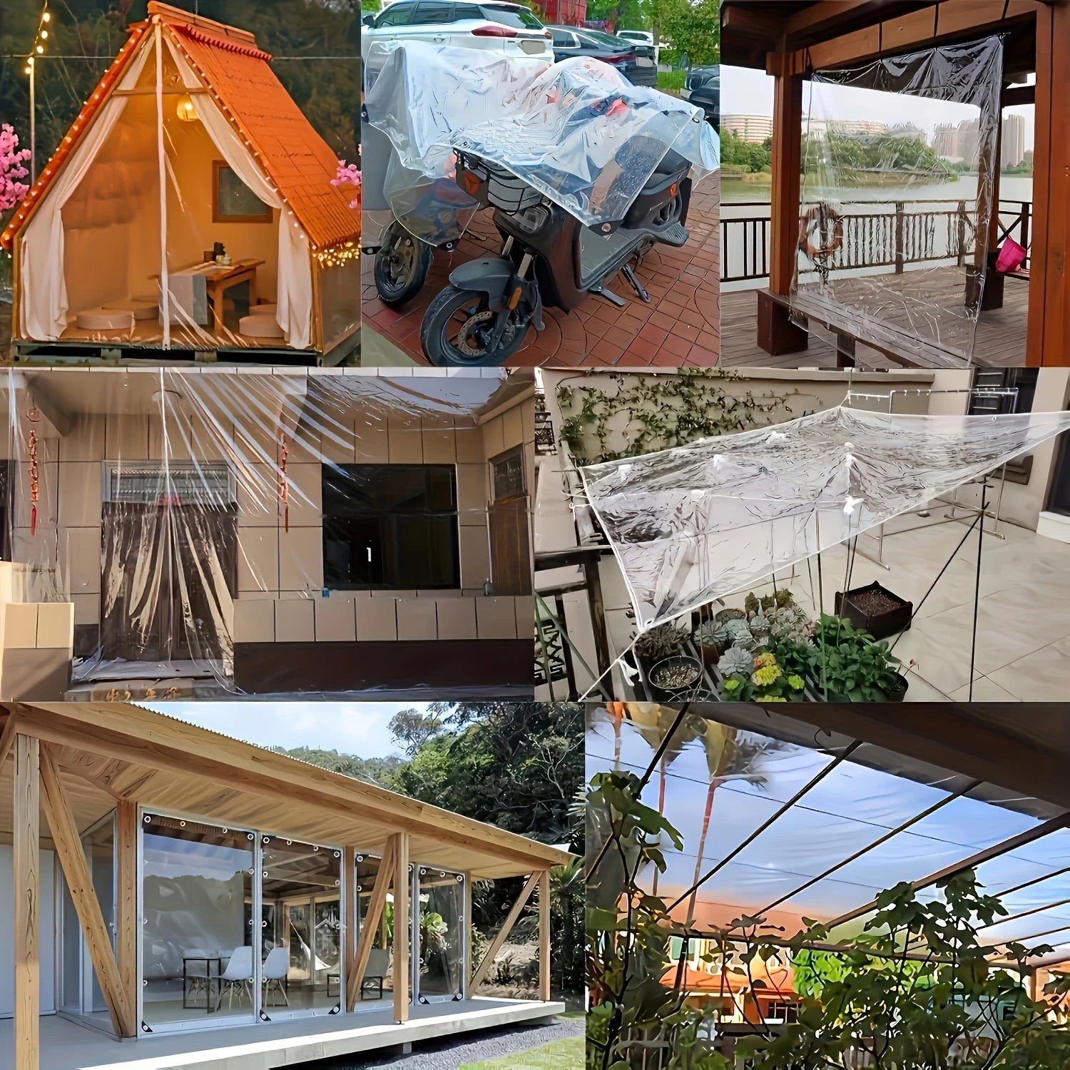Camping Outdoor Transparent Rain Shelter - Thickened Waterproof and Sunscreen Fabric, Suitable for Tent Tops