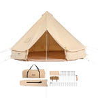 Canvas Bell Tent 4 Seasons 5m Yurt Tent Canvas Tent for Camping with Stove Breathable Tent Holds up to 8 People