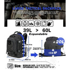 Extra Large 60L Tactical Water Resistant Backpack For Men & Women, For Camping, Fishing, Hiking, Travel & Laptop