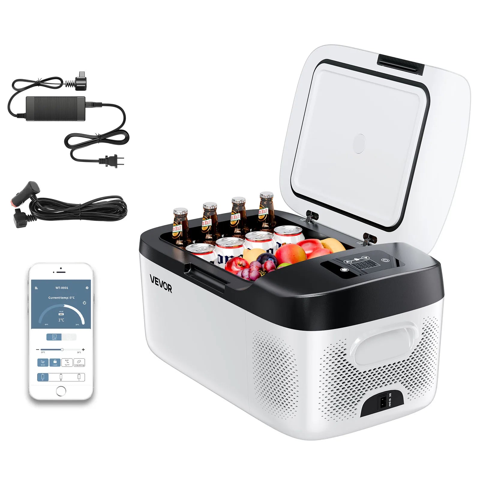 Portable Car Refrigerator, Mini Fridge With Freezer, With Built In Compressor Uses DC OR 110-240V, For Camping