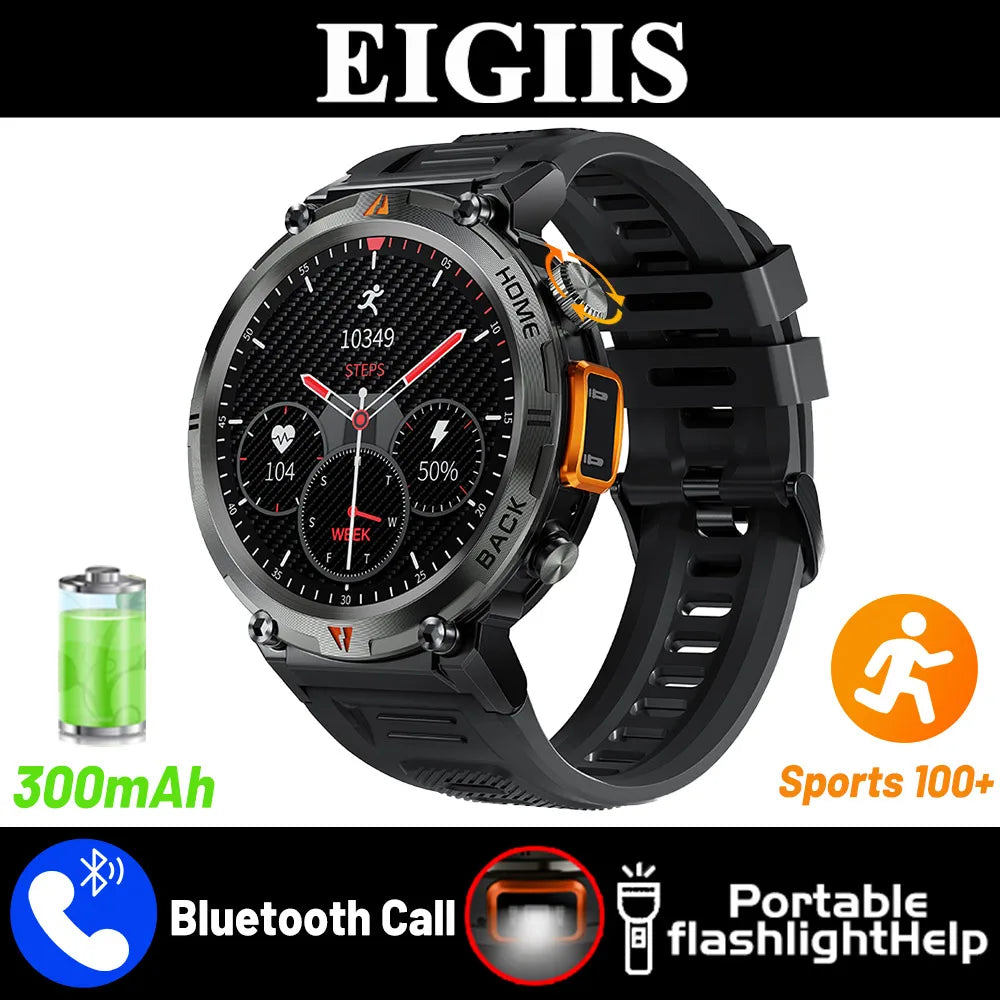 Smart Watch For Men With Bluetooth Calling & Full Touch Screen, Has Health Monitor For Heart Rate And Has Flashlight
