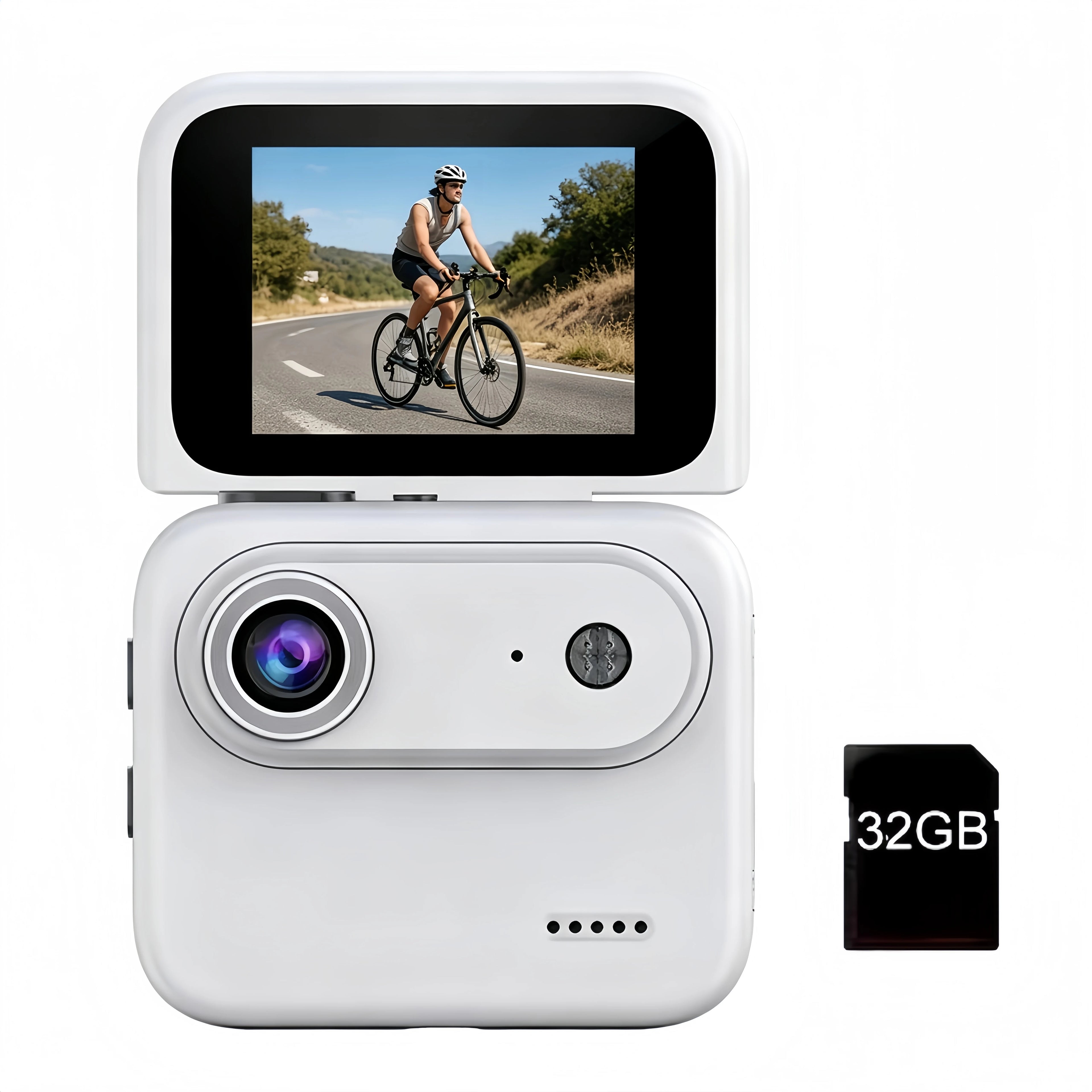 32GB 4K HD Flip Screen Thumb Camera Action Camera | Outdoor Recording, VLOG Cycling Camcorder, Anti Shake Flip Screen Panoramic Travel Shooting, Large Wide-angle First Person View Recording Camera, USB Charging, Lightweight S