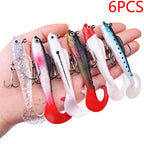 6PCS Wobblers Artificial Baits Fishing Tackle Soft Silicone Bait For Sea Bass Spoon Pike Carp Fishing Lures Swimbait2027