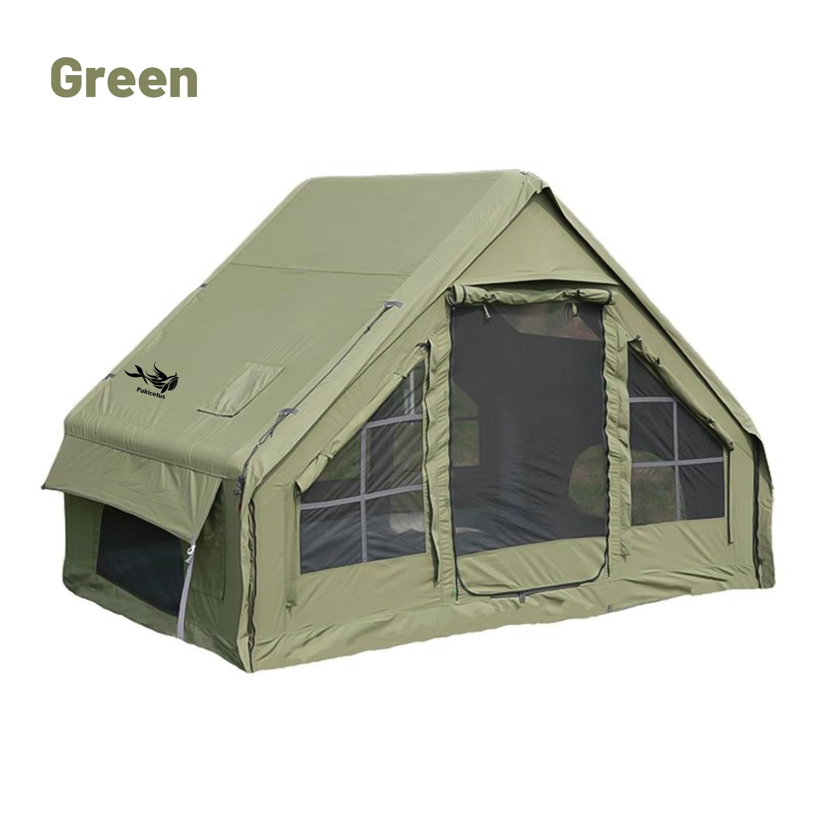Large Luxury Inflatable Glamping Tent with Manual Hand Pump, Easy Setup 4 Season Anti-Snow Spacious Family Shelter, Weatherproof Air Tent for Outdoor Camping, Backyard Party & Wilderness Adventure