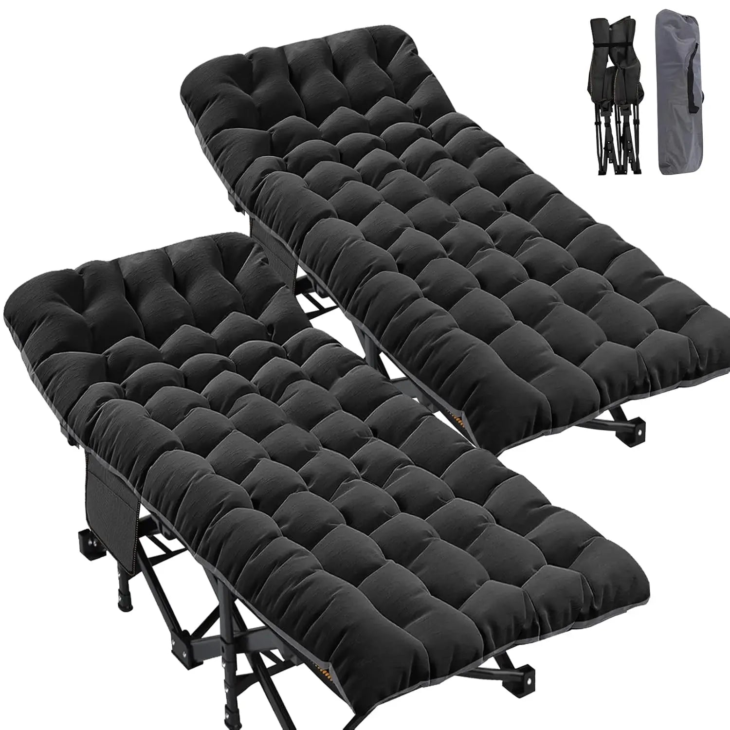 2PK XXL Camping Cot for Adults 900LBS  Oversized Folding Bed with Mattress Pad, Heavy Duty 1200D Oxford, Customized