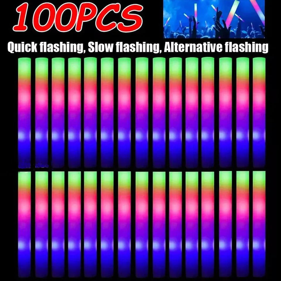 100Pcs LED Glow Sticks Bulk Colorful RGB Tube Dark Light for Party Or Camping And Hiking