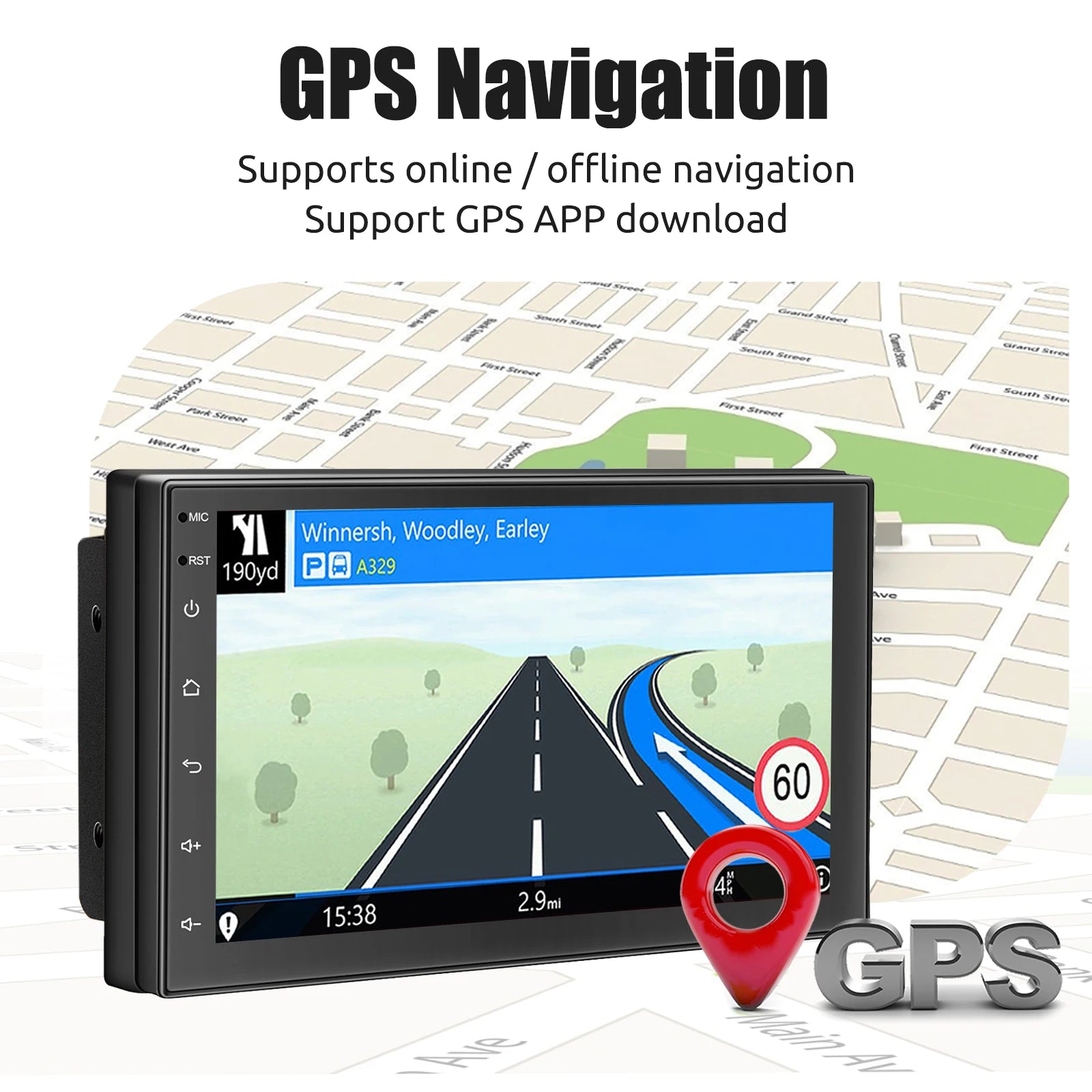 7", 9" or 10“ 2 DIN Android 15 4 GB Plus 64GB Multimedia Player GPS Navigation Tablet With Bluetooth And WIFI