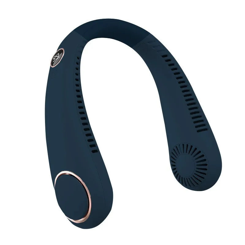 Mini Neck Mounted Fan Portable Bladeless Neck USB Rechargeable Air Cooler 5 File Speed Summer Sports Fan Outdoor Sports Fans