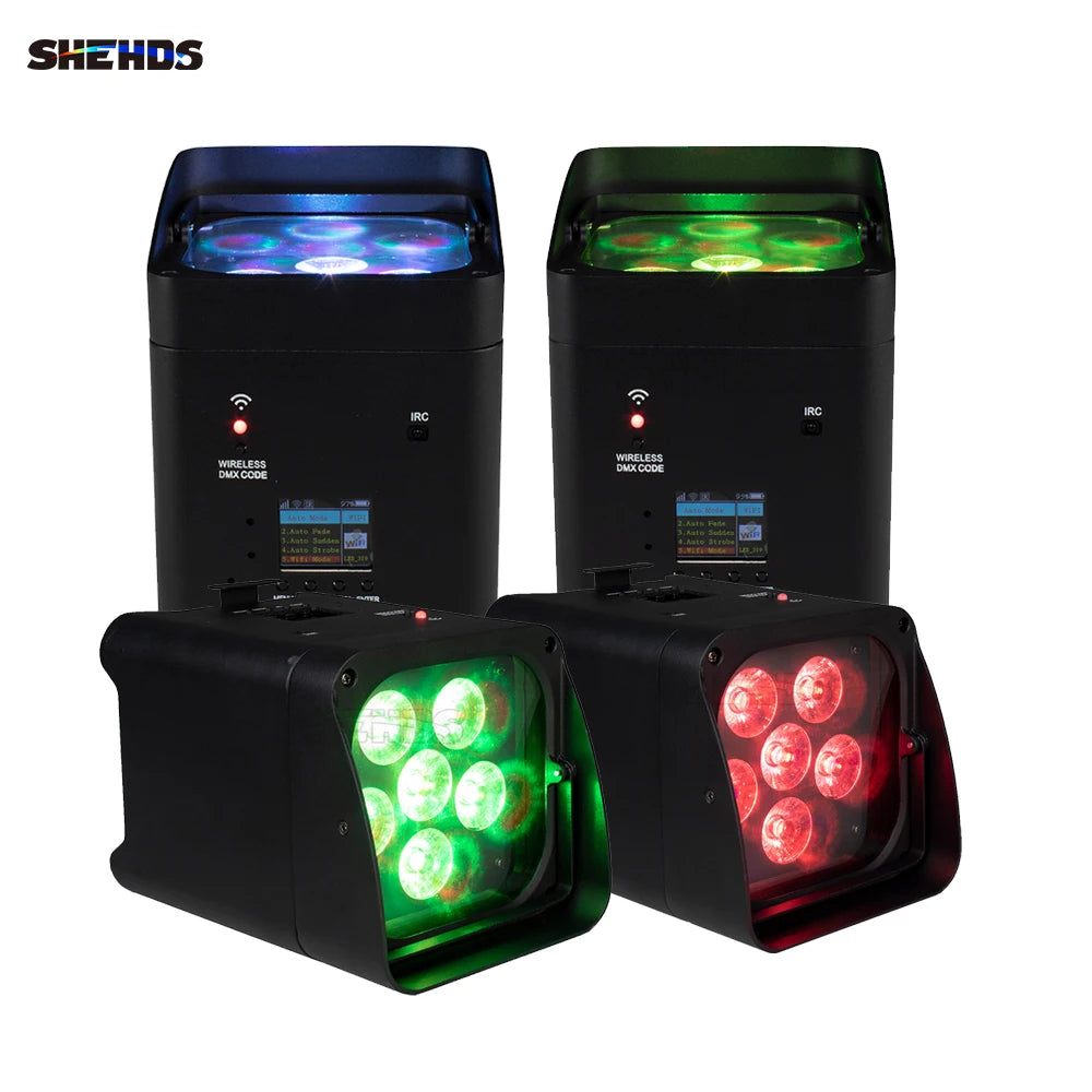 4Pcs/6pcs/8pcs Wireless Remote Control Wifi APP Smart LED Par 6x18W 6in1 RGBAW+UV Battery lamp