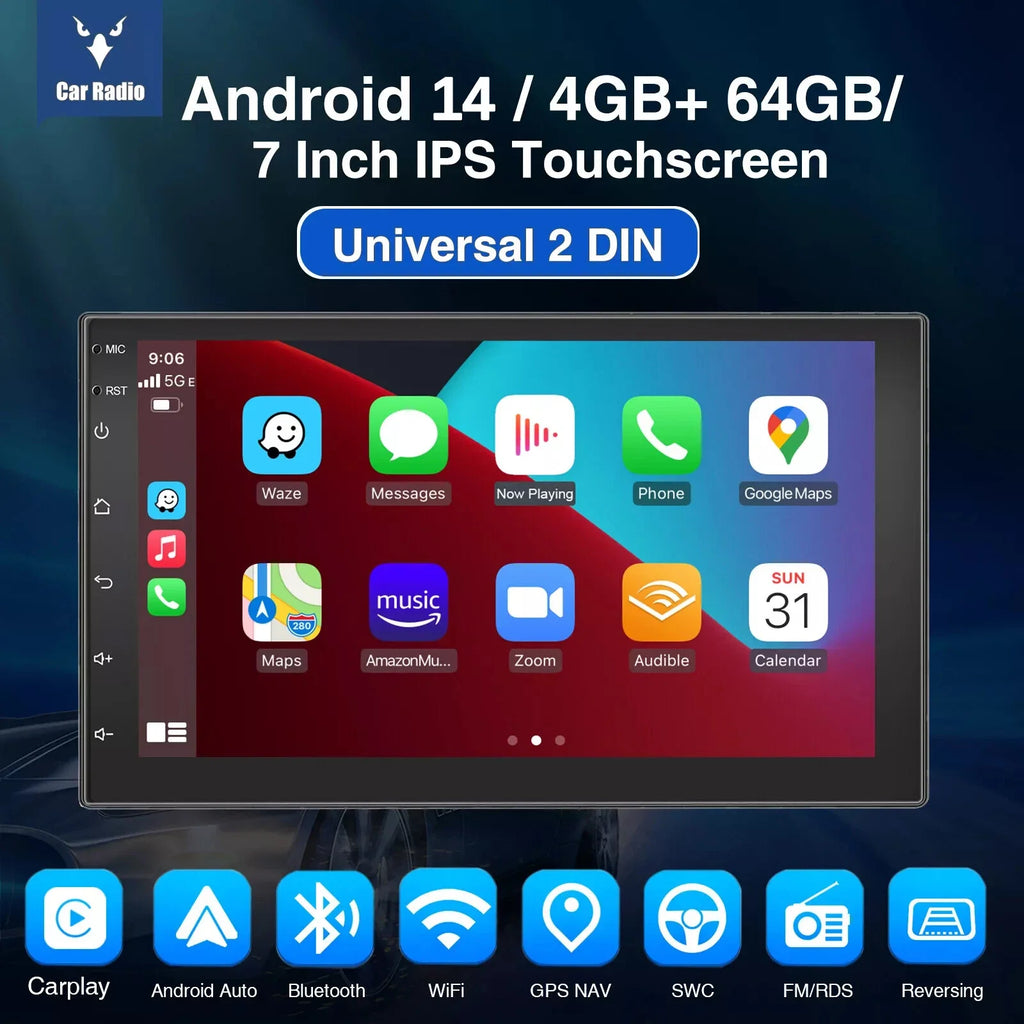 7", 9" or 10“ 2 DIN Android 15 4 GB Plus 64GB Multimedia Player GPS Navigation Tablet With Bluetooth And WIFI