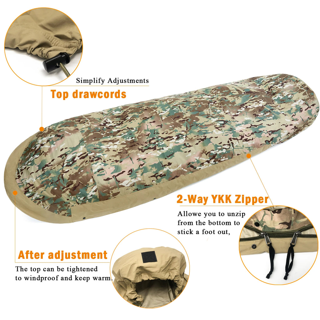 Bivy Cover Sack FBivy Cover Sack or Military Modular Sleeping System, Waterproof Outer Shell For Sleeping Bag, Minimalist Stealth Shelter