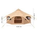 Canvas Bell Tent 4 Seasons 5m Yurt Tent Canvas Tent for Camping with Stove Breathable Tent Holds up to 8 People