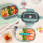 New US Standard Electric Lunch Box Double Compartment Portable Food Heater 110V-240V 12V 24V for Home Car Camping