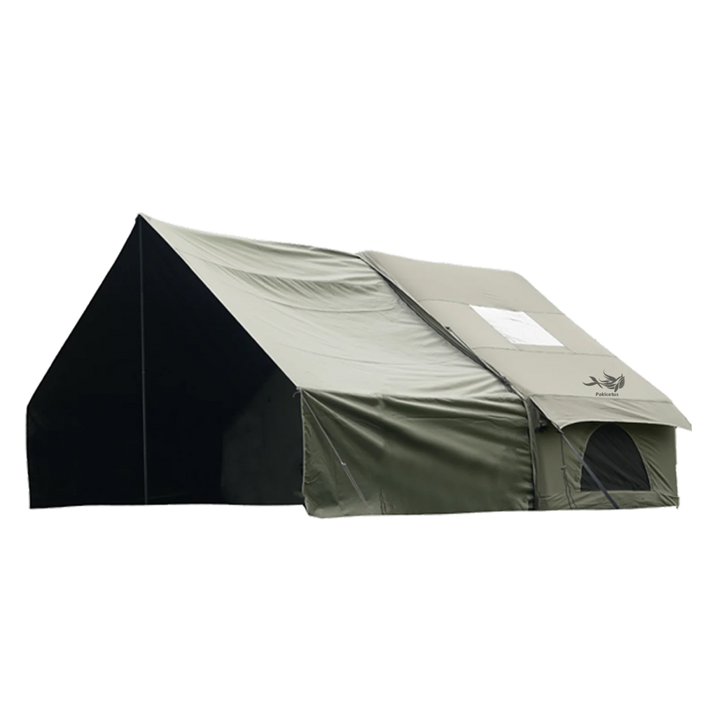 Large Luxury Inflatable Glamping Tent with Manual Hand Pump, Easy Setup 4 Season Anti-Snow Spacious Family Shelter, Weatherproof Air Tent for Outdoor Camping, Backyard Party & Wilderness Adventure