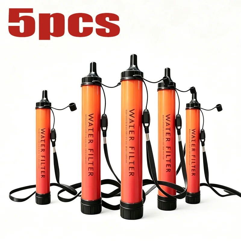 1-5 Pcs Outdoor Mini Water Filter Straw Camping Purification Portable