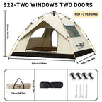 2-4 Person Automatic Pop Up Camping Tent, Instant Quick Setup Portable Windproof Tent, Lightweight Backpacking Shelter for Outdoor Travel Hiking Picnic