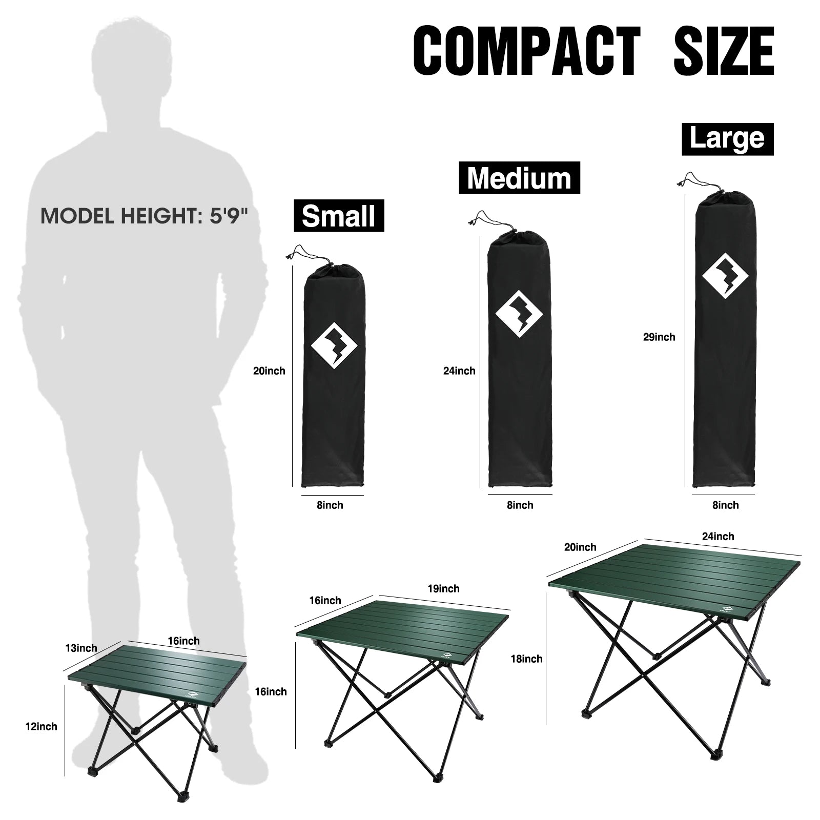 Portable Camping Folding Side Table, Ultralight Aluminum, With Carry Bag for Outdoor Cooking, Picnic, Camp