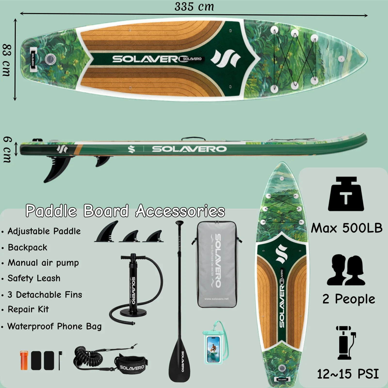 Stand Up Paddle Board, Inflatable Paddle Board with Premium Accessories, SUP Board with Non-Slip EVA Deck, Suitable for Sea Lake