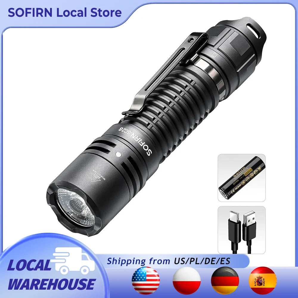 SC28 2800Lm Powerful 21700 Rechargeable XHP50B HD LED Type-C Flashlight Protable Torch EDC Flash Light IPX8 for Camping