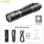 SC28 2800Lm Powerful 21700 Rechargeable XHP50B HD LED Type-C Flashlight Protable Torch EDC Flash Light IPX8 for Camping