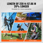 220ft Dual-Weave Polyester Rope 48-Strand Outdoor Accessories Emergency Cord for Camping Swinging Rappelling Rescue