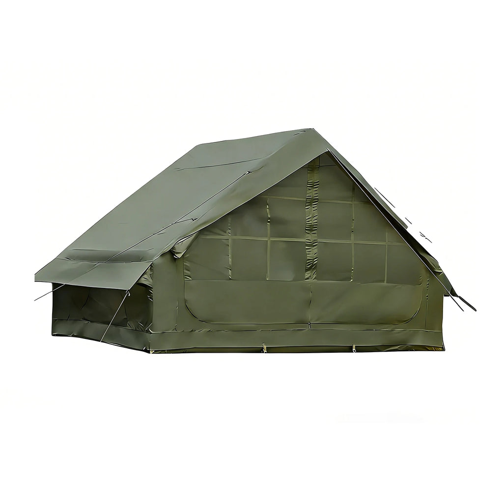 Large Luxury Inflatable Glamping Tent with Manual Hand Pump, Easy Setup 4 Season Anti-Snow Spacious Family Shelter, Weatherproof Air Tent for Outdoor Camping, Backyard Party & Wilderness Adventure