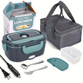 New US Standard Electric Lunch Box Double Compartment Portable Food Heater 110V-240V 12V 24V for Home Car Camping