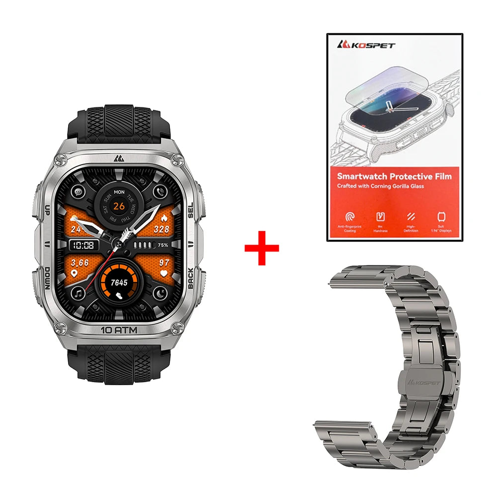 Smart Watch Stainless Steel 6-Sat GPS Offline Maps 10ATM Waterproof 45M Dive 24/7 Health Monitor for Android iOS