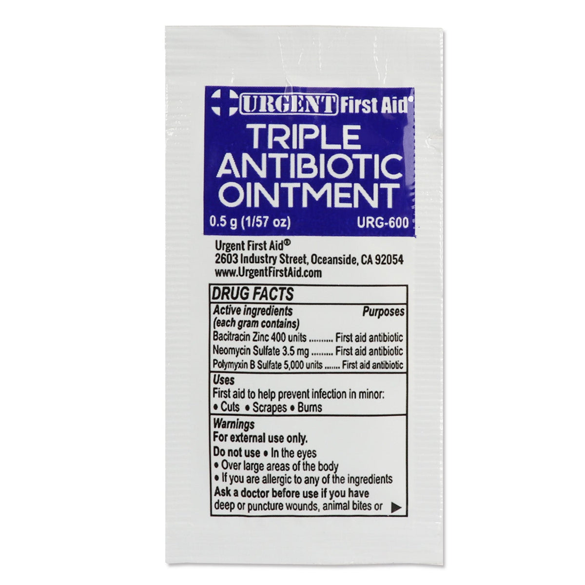 Triple Antibiotic Ointment, 0.5gm, 25 per box