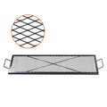 X-Marks Fire Pit Grill Grate, Rectangle Cooking Grate, Heavy Duty Steel Campfire BBQ Grill Grid with Handle & Support X Wire, Portable Camping Cookware for Outside Party Gathering, 44 Inch Black
