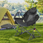 Ainfox Hammock Camping Chair with Footrest, Foldable Portable Rocking Chairs for Adults Outside Swinging Camp for Outdoor Patio Poolside