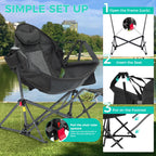 Ainfox Hammock Camping Chair with Footrest, Foldable Portable Rocking Chairs for Adults Outside Swinging Camp for Outdoor Patio Poolside