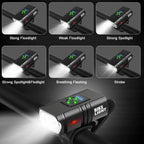 LED Bicycle Light Front USB Rechargeable 1000 Lumen Bike Front Lamp Mountain Bicycle Headlight Adjustable Lightness And Flashlight With Waterproof IPX5 And Large Capacity Battery